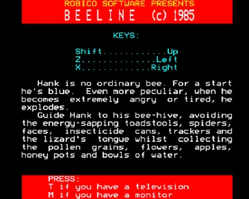 Beeline (1985)(Robico) screen shot title